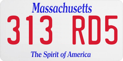 MA license plate 313RD5