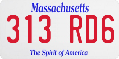 MA license plate 313RD6