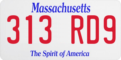MA license plate 313RD9