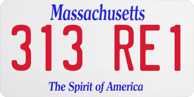 MA license plate 313RE1