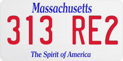 MA license plate 313RE2