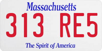 MA license plate 313RE5