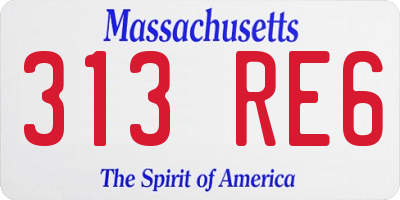 MA license plate 313RE6