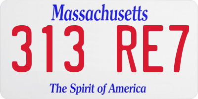 MA license plate 313RE7