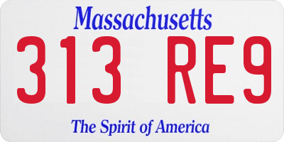 MA license plate 313RE9