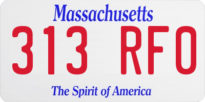 MA license plate 313RF0