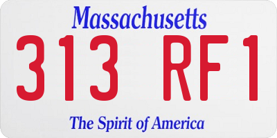 MA license plate 313RF1