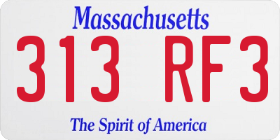 MA license plate 313RF3