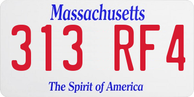 MA license plate 313RF4