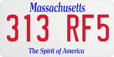 MA license plate 313RF5