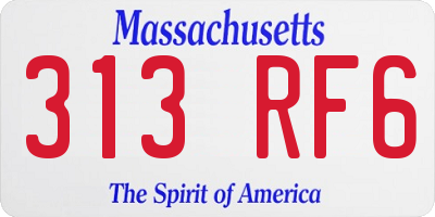 MA license plate 313RF6
