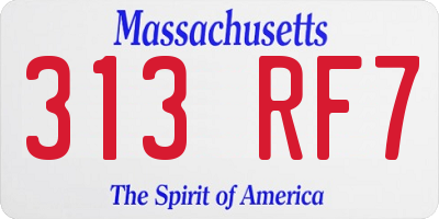 MA license plate 313RF7