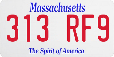 MA license plate 313RF9