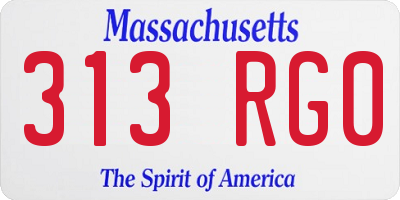 MA license plate 313RG0