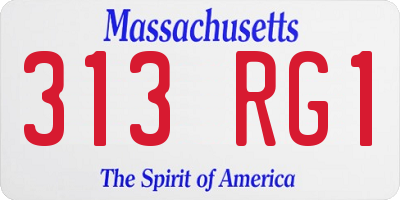 MA license plate 313RG1