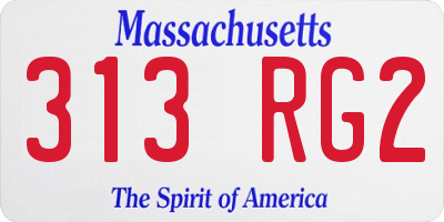 MA license plate 313RG2