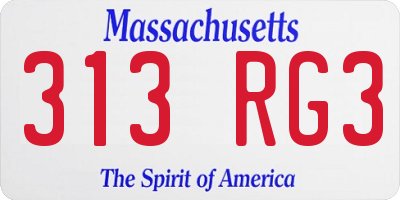 MA license plate 313RG3