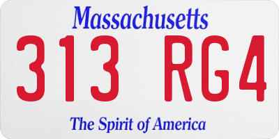MA license plate 313RG4