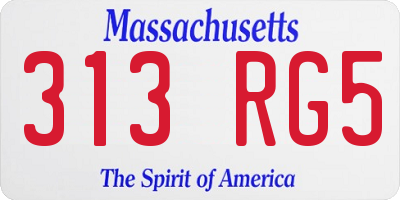 MA license plate 313RG5