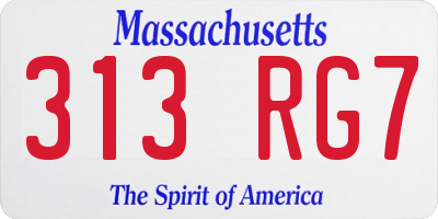 MA license plate 313RG7