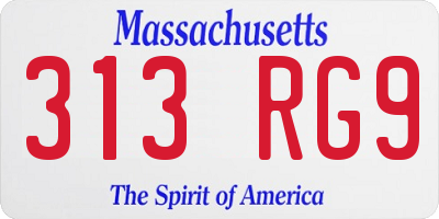 MA license plate 313RG9