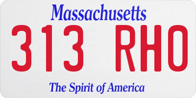 MA license plate 313RH0