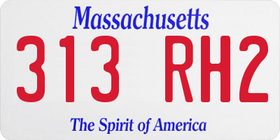 MA license plate 313RH2
