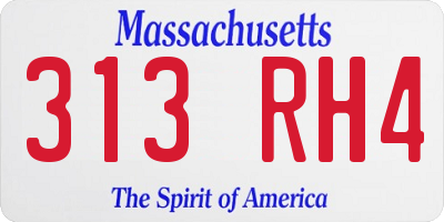 MA license plate 313RH4
