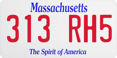 MA license plate 313RH5