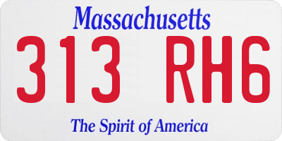 MA license plate 313RH6