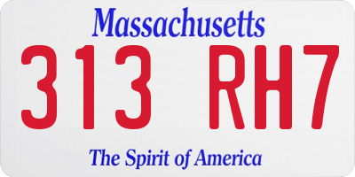 MA license plate 313RH7