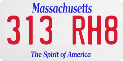 MA license plate 313RH8