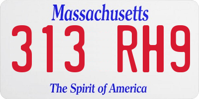 MA license plate 313RH9