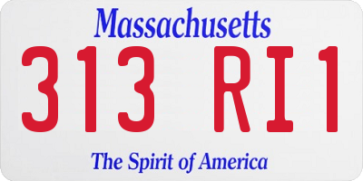 MA license plate 313RI1