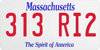 MA license plate 313RI2