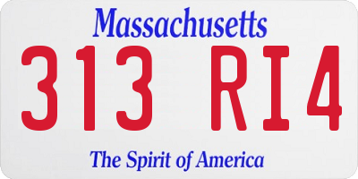 MA license plate 313RI4