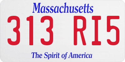 MA license plate 313RI5