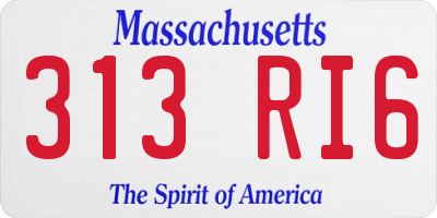 MA license plate 313RI6