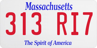 MA license plate 313RI7