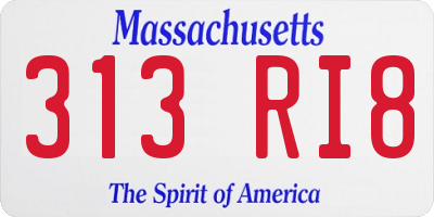 MA license plate 313RI8