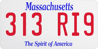 MA license plate 313RI9
