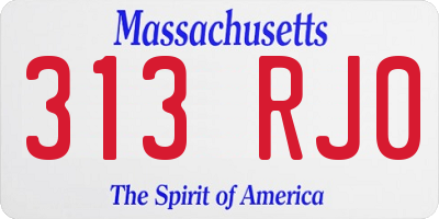 MA license plate 313RJ0
