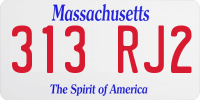 MA license plate 313RJ2