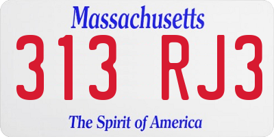 MA license plate 313RJ3