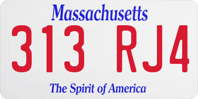 MA license plate 313RJ4