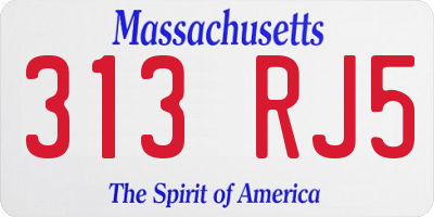 MA license plate 313RJ5