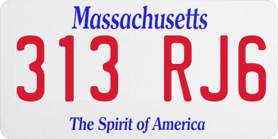 MA license plate 313RJ6