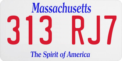 MA license plate 313RJ7
