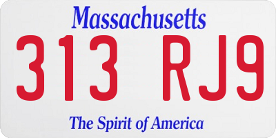 MA license plate 313RJ9
