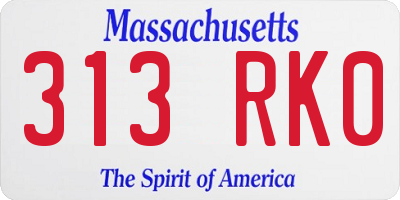 MA license plate 313RK0
